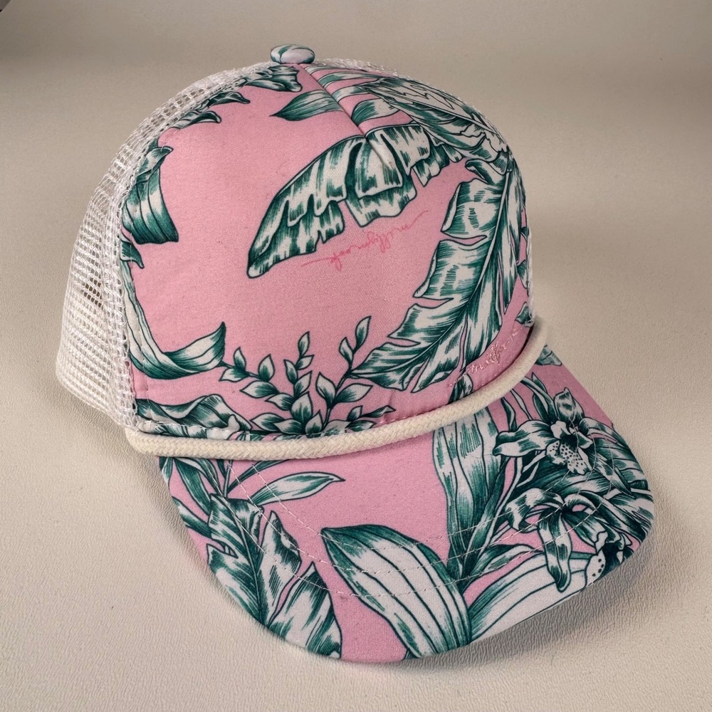 MILLYMOOK Girls Pink Tropical Leaf Print Trucker Hat Mesh‎ Back Adjustable